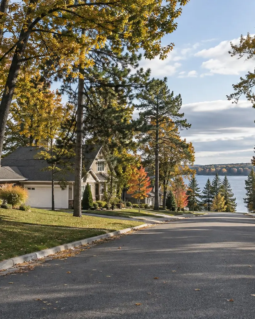 Modest residential houses near Brainerd in autumn